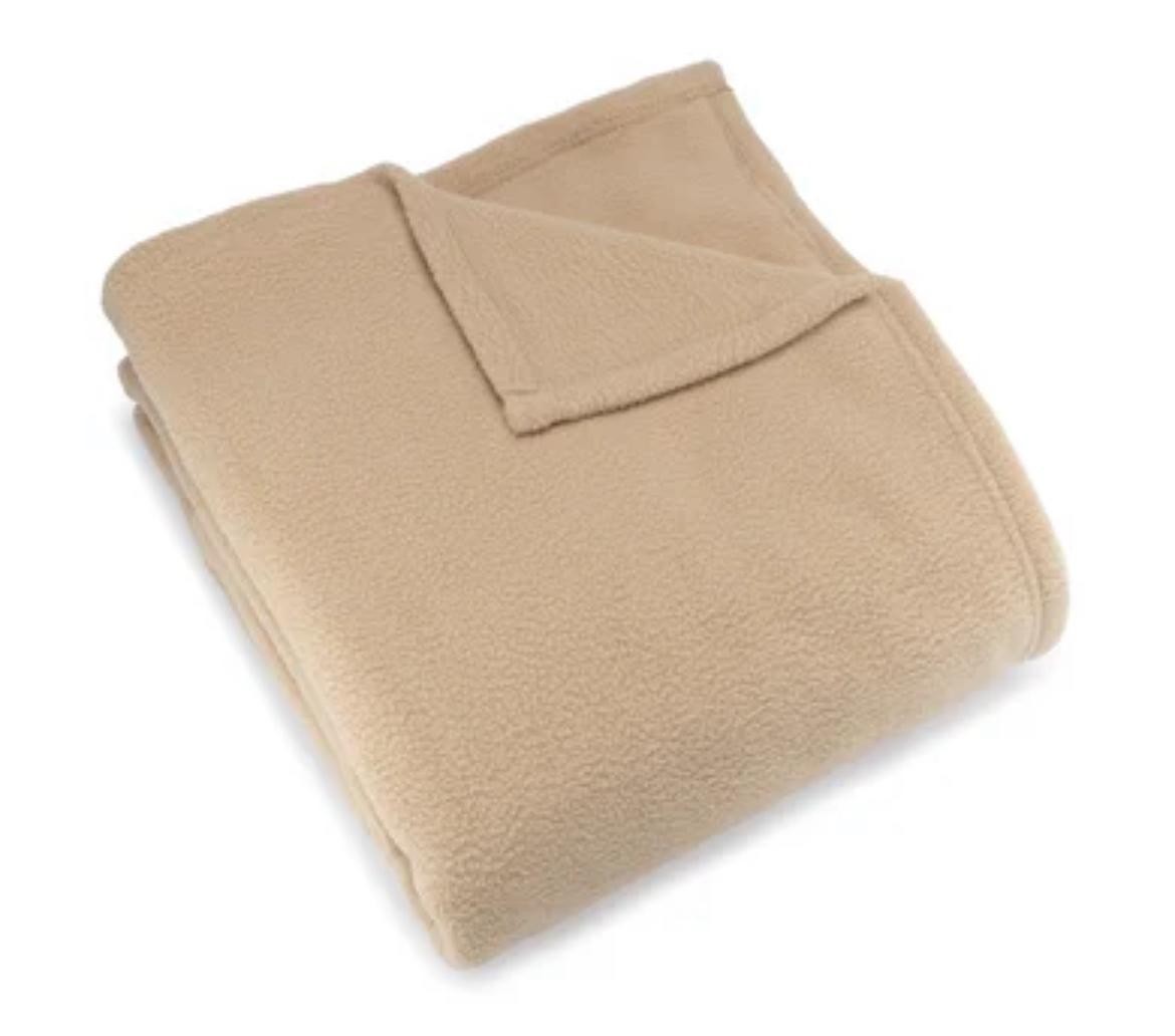 R  Fleece Blanket, Twin Size 66 x 90 Inches, Tan Color, Hotel Grade ( Pack 1 )