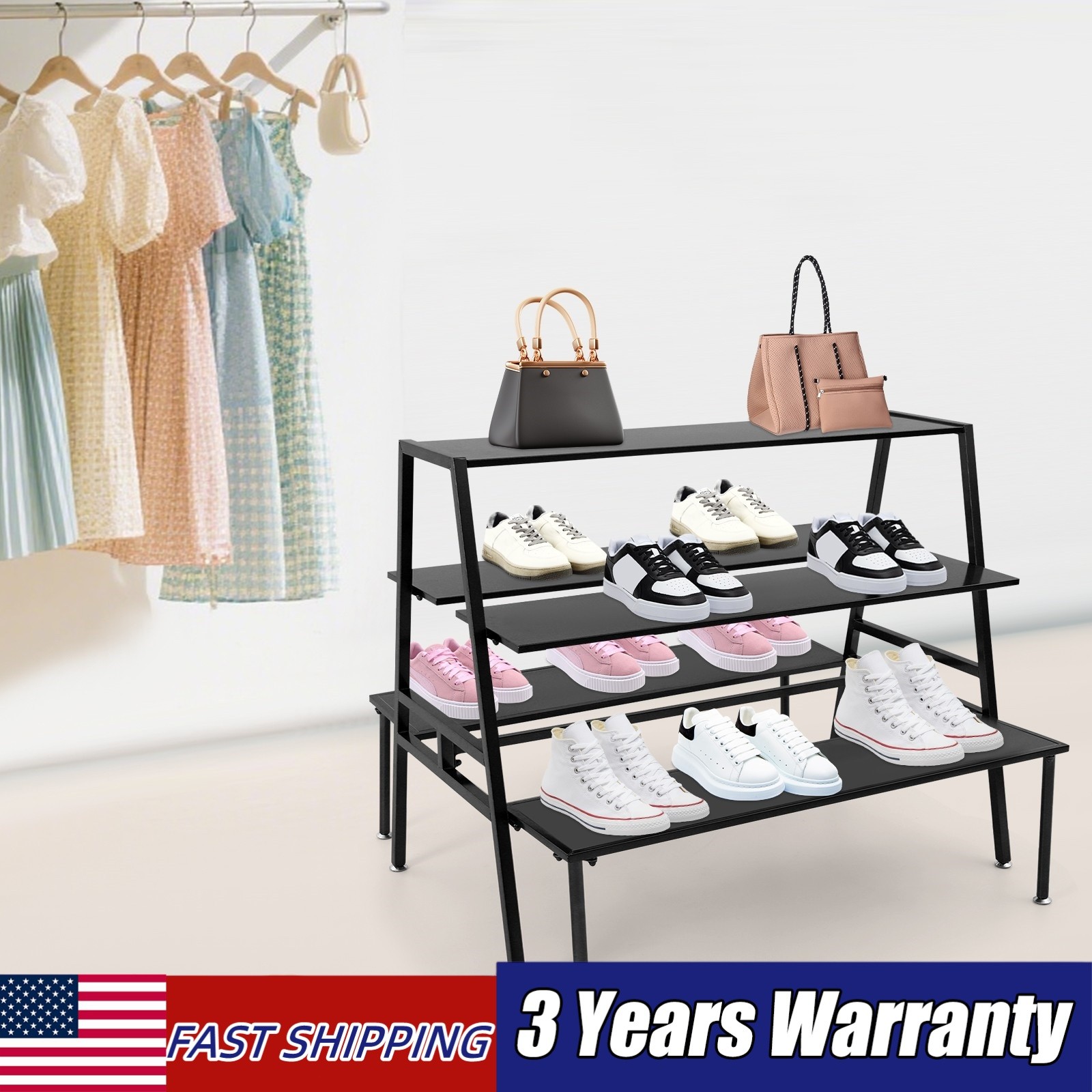 Retail Shoe Handbag Display Stand Double Side Clothing Shop Display Tables