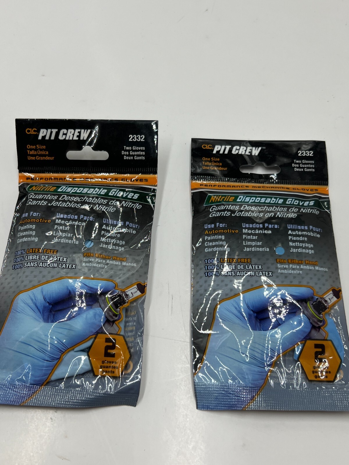 2 PACK OF 2 CLC Custom Leathercraft Nitrile Disposable Gloves One Size 2332