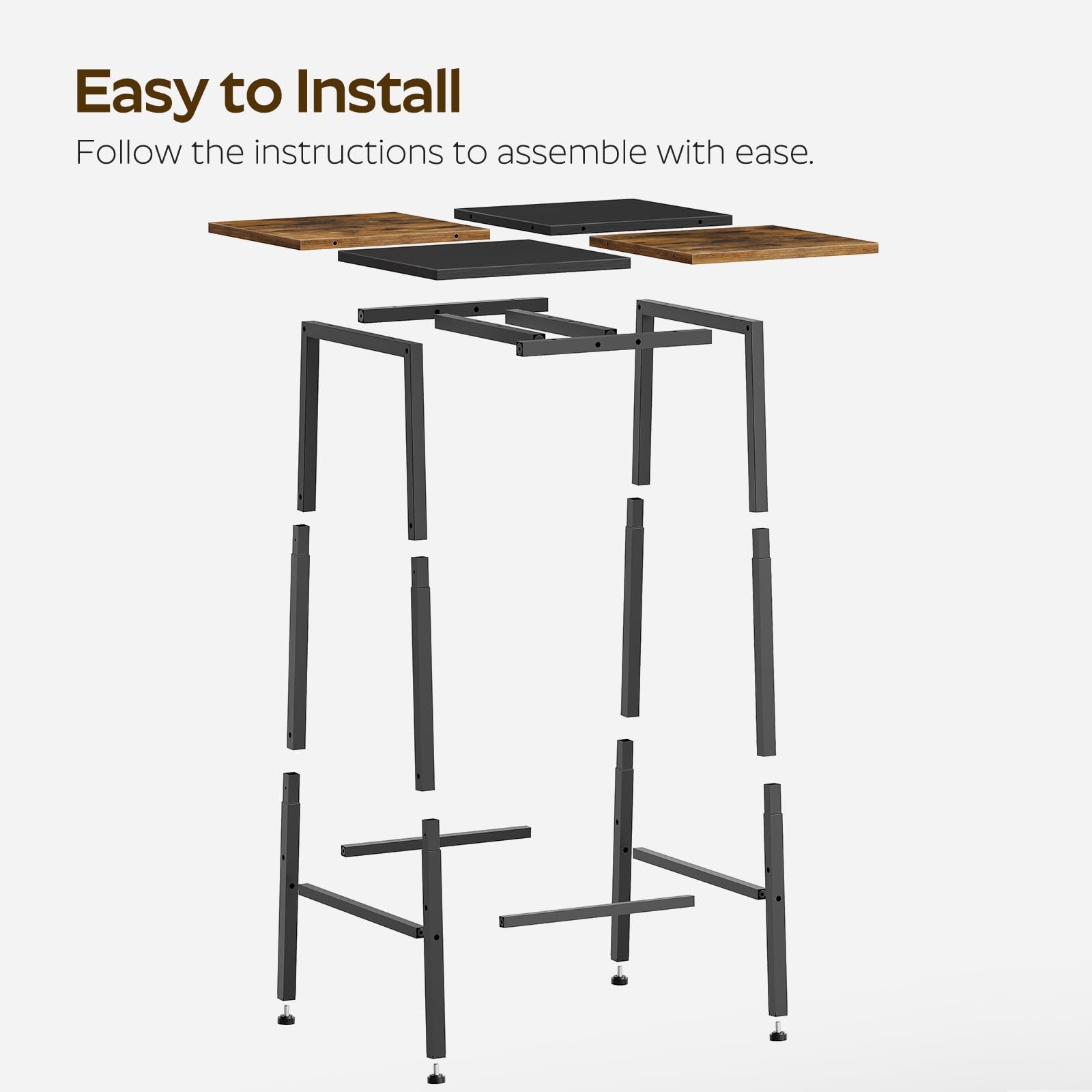 Rustic Brown And Black Bar Table Kitchen Dining Pub Counter Height Breakfast...