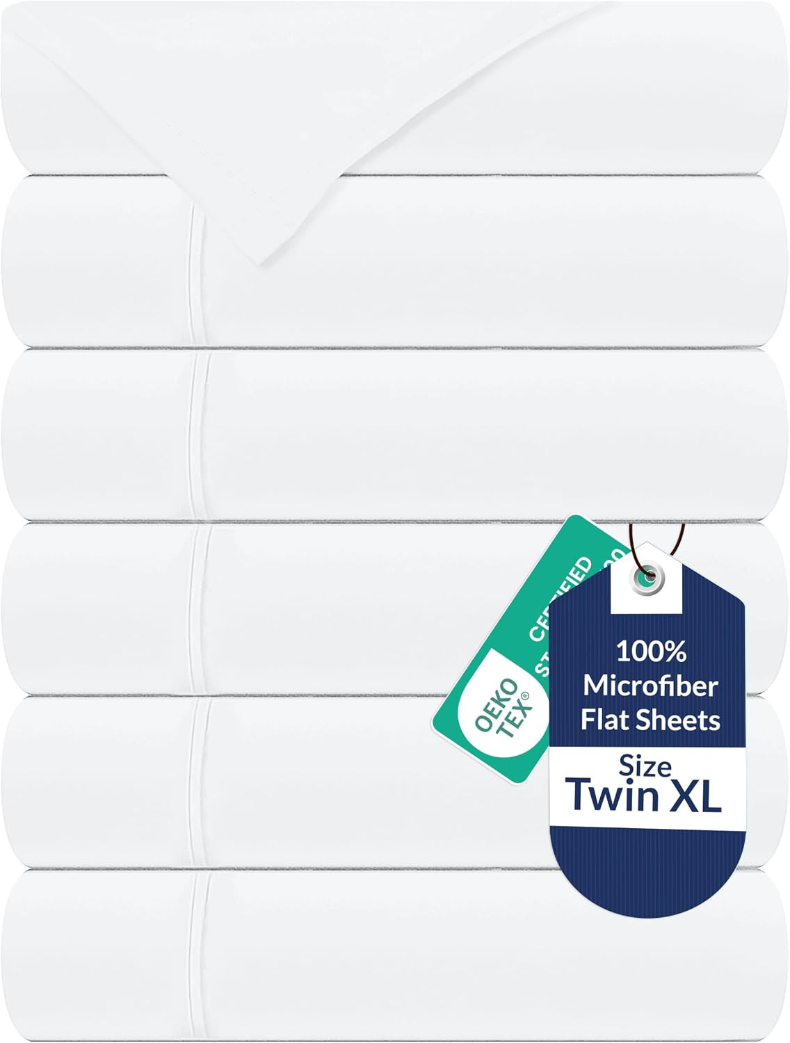 6 Pack Bulk Flat Sheet Set - Top Sheets - Soft 1800 Microfiber -Wrinkle & Stain