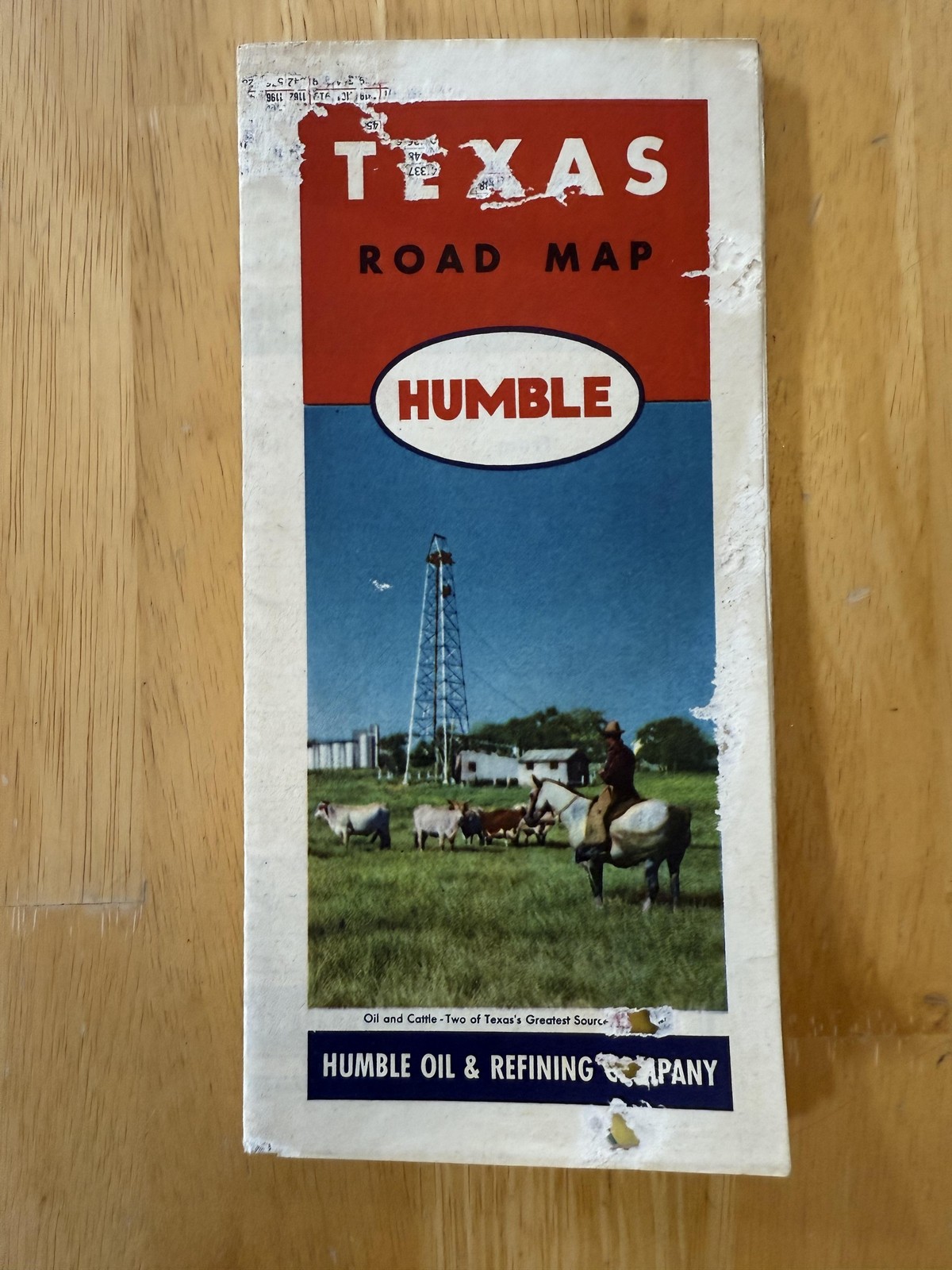 Vintage Humble Texas Road Map Gas Station Travel Guide Folded Brochure USA