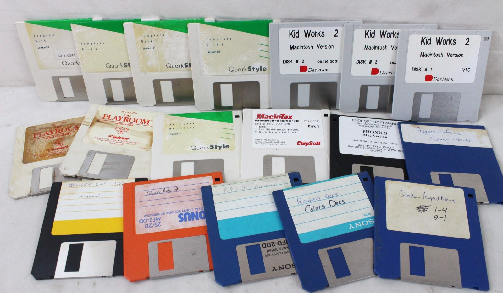 Vintage Computer Asgard Software Game Disks Kid Works 2 Quark Style Wizard's End