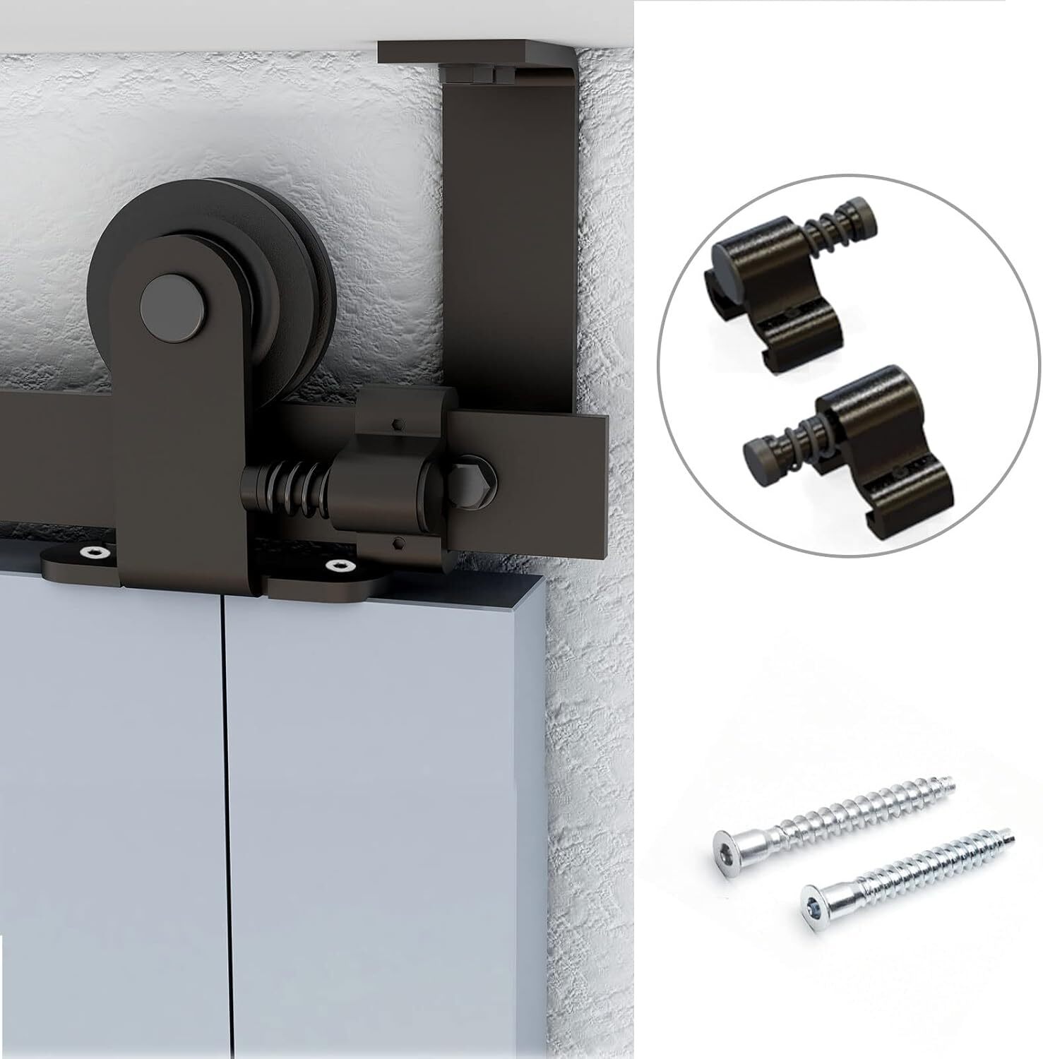 12FT Ceiling Mount Bracket Sliding Barn Door Hardware Kit ,T-shaped Double Door