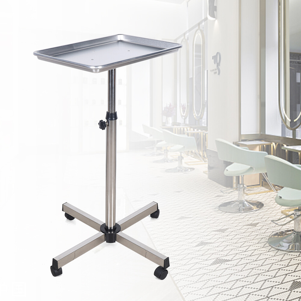 Stand Medical Trolley Mobile Rolling Cart Aluminium Alloy Tray for Salon Tattoo