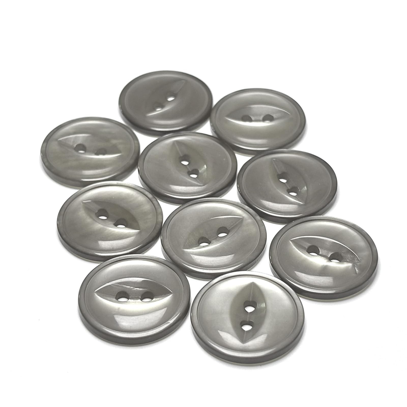 1/2 Inch 12.5mm 2Hole Resin Sewing Buttons Thick Round Craft Gray 10 PCS