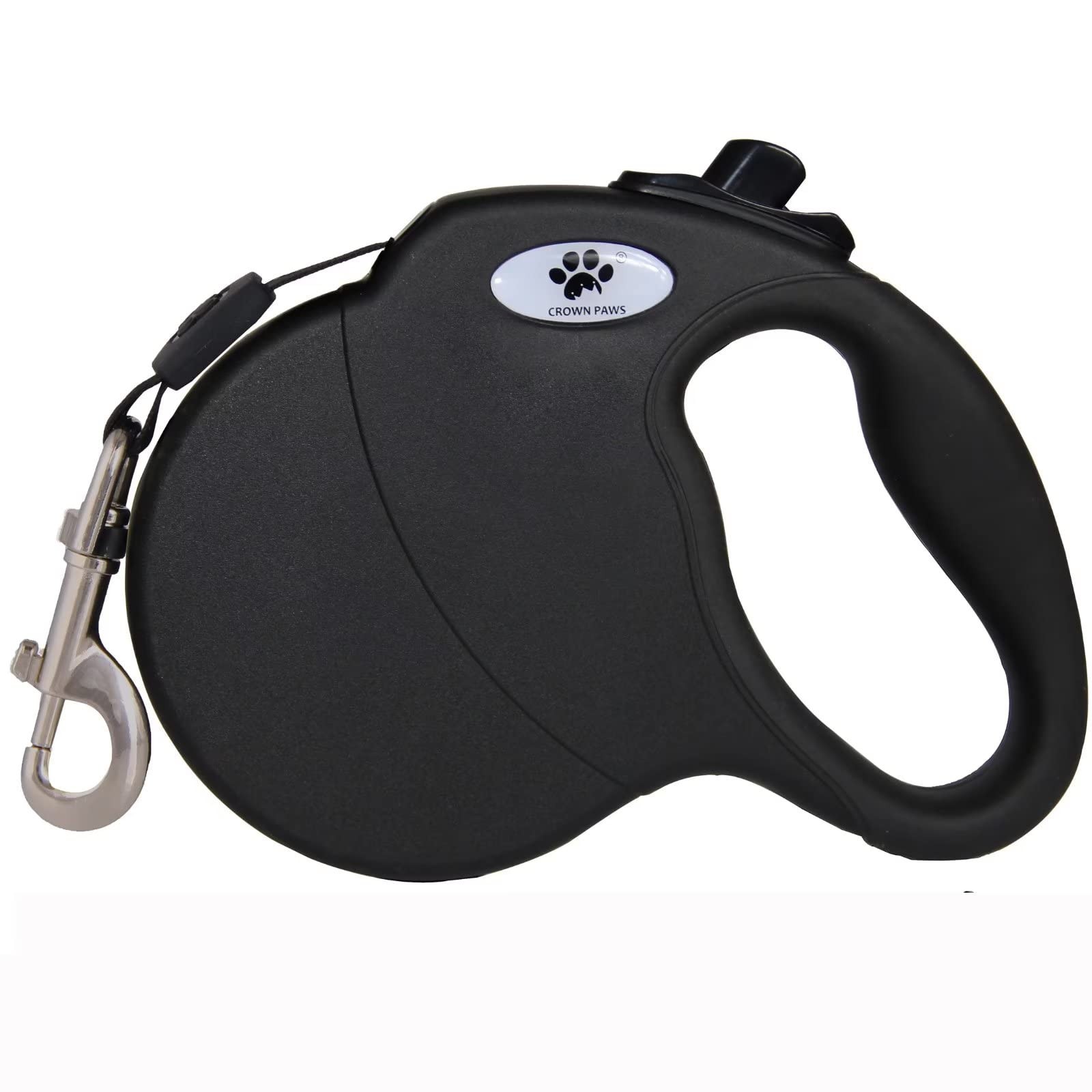 16 Ft Black Retractable Dog Leash TangleFree Nylon Tape Large Up To 44 Lbs