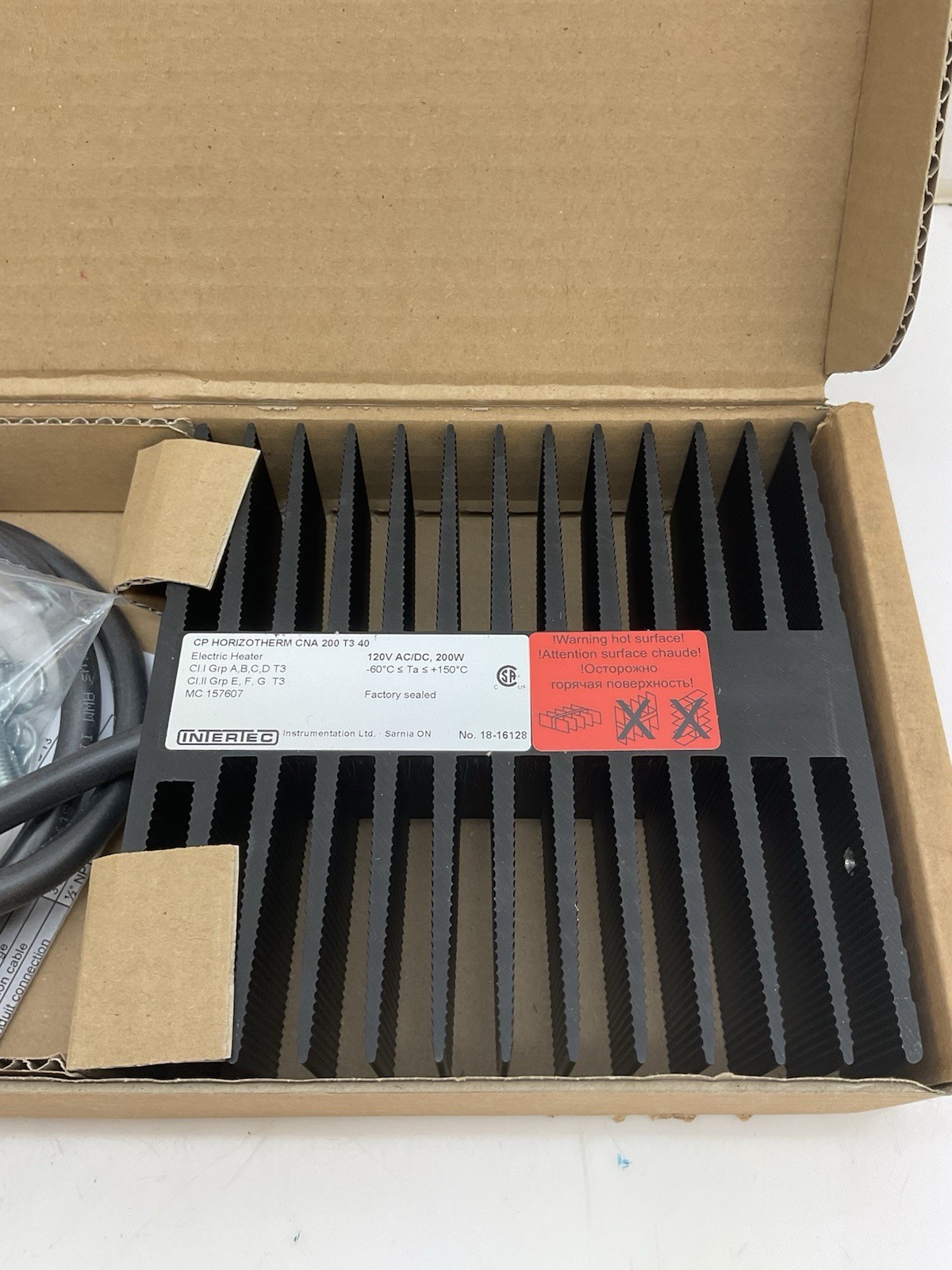 Intertec 200W CP Horizotherm CNA200 T340 Electric Heater HDH3-N40-0001 120V NIB
