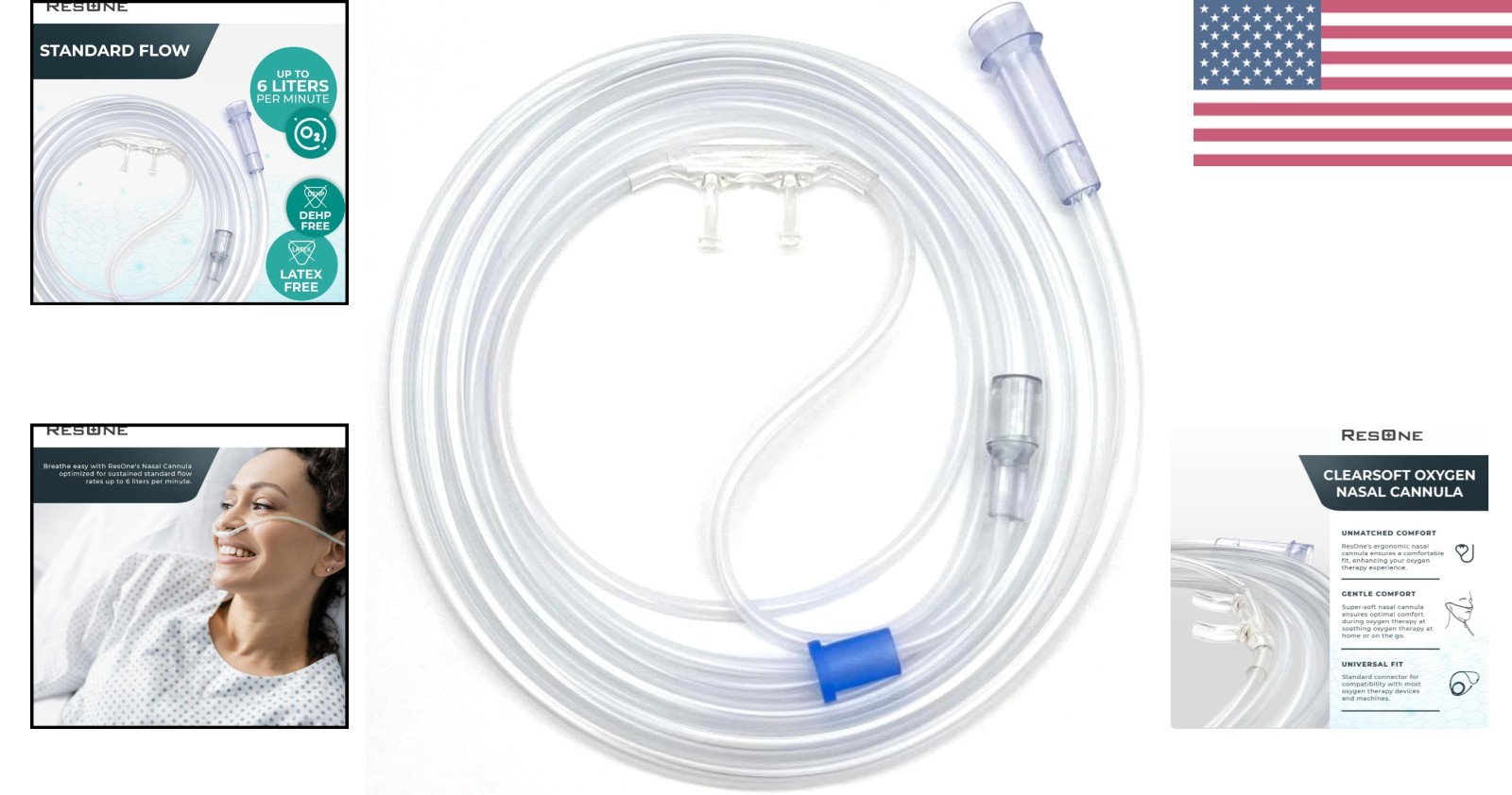 2Ft Oxygen Cannula - Soft Curved Nose Piece & Universal Fit Connector
