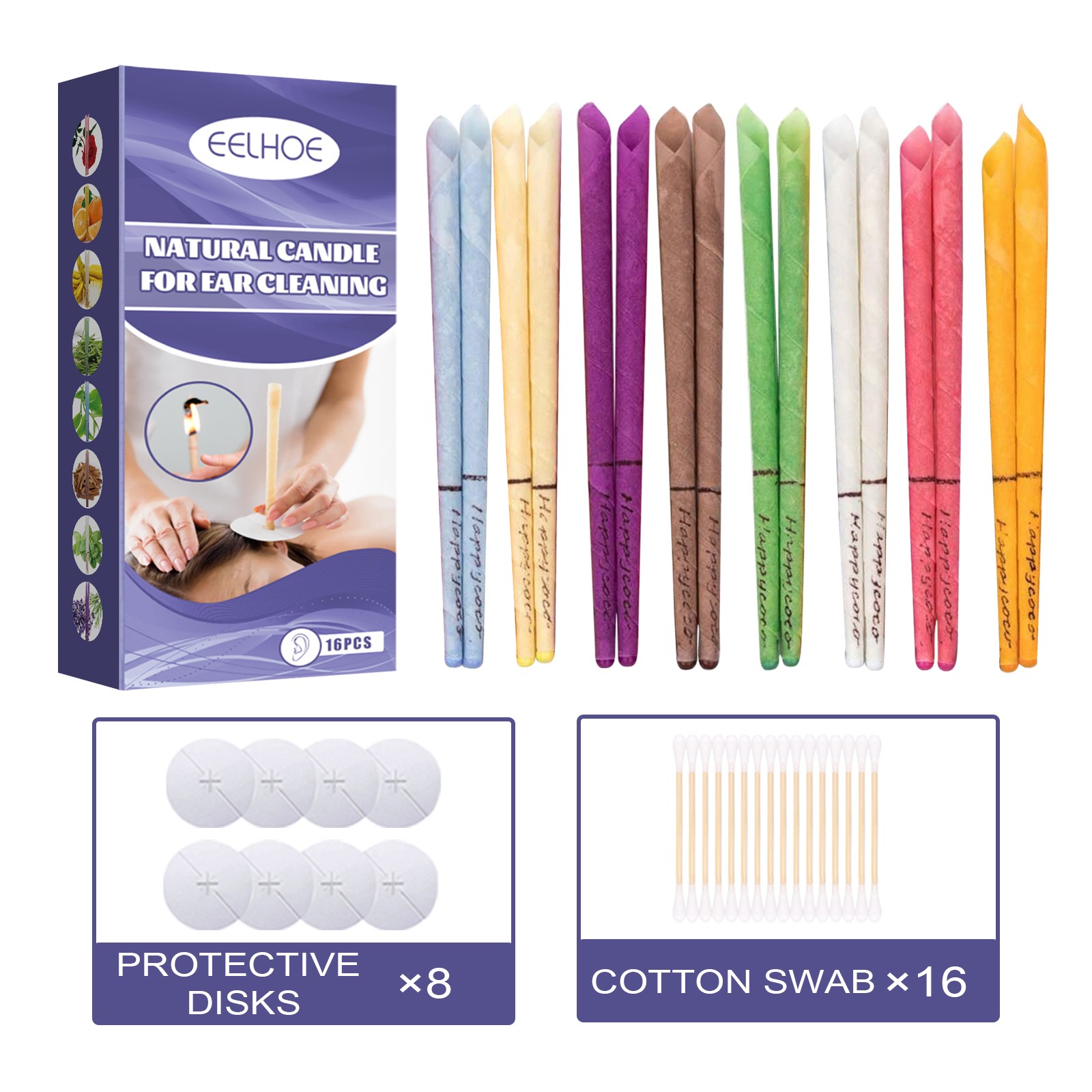 Aromatherapy Ear Candle Set Beeswax Cotton Relaxation Ear Care Multicolor