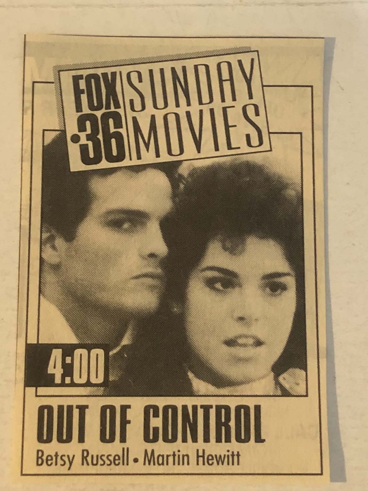 Out Of Control Movie Vtg Print Ad Martin Hewitt Betsy Russell TPA19