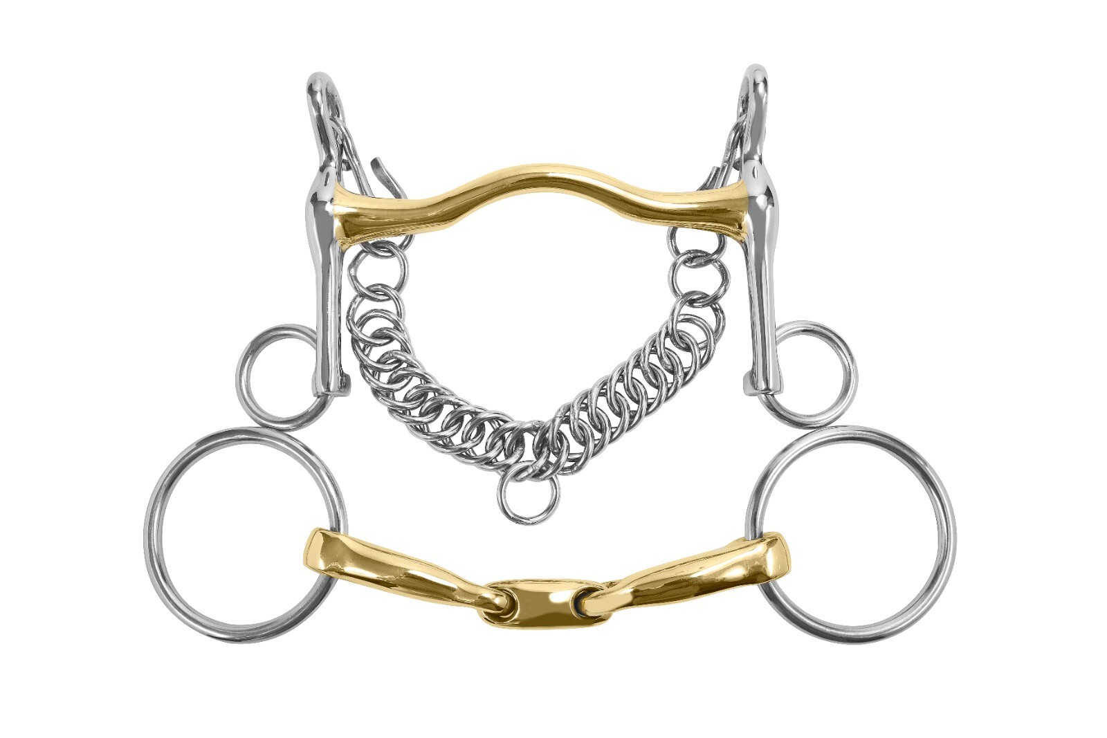 M. Toulouse Sanft Short Shank(5cm) Curb & Bradoon Bit Set 12-14mm (Var. Sizes)