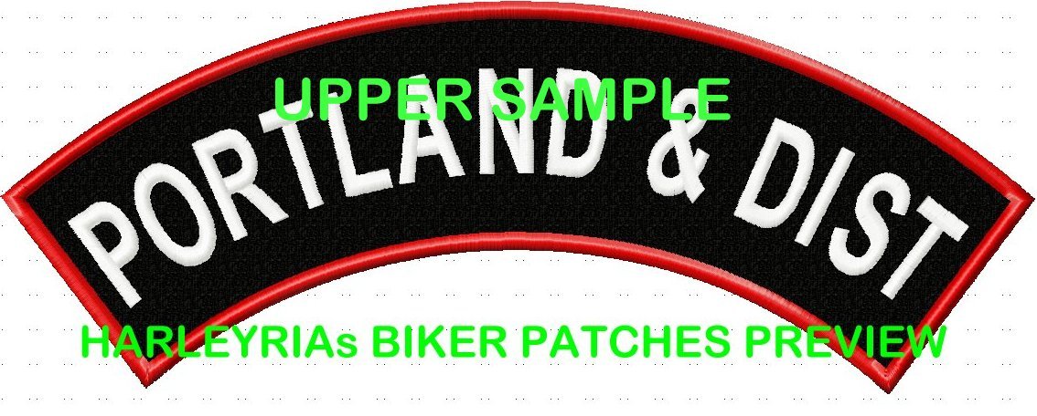 CUSTOM/MADE TO ORDER (BLOCK FONT) UPPER ROCKER ONLY   .... BIKER PATCH