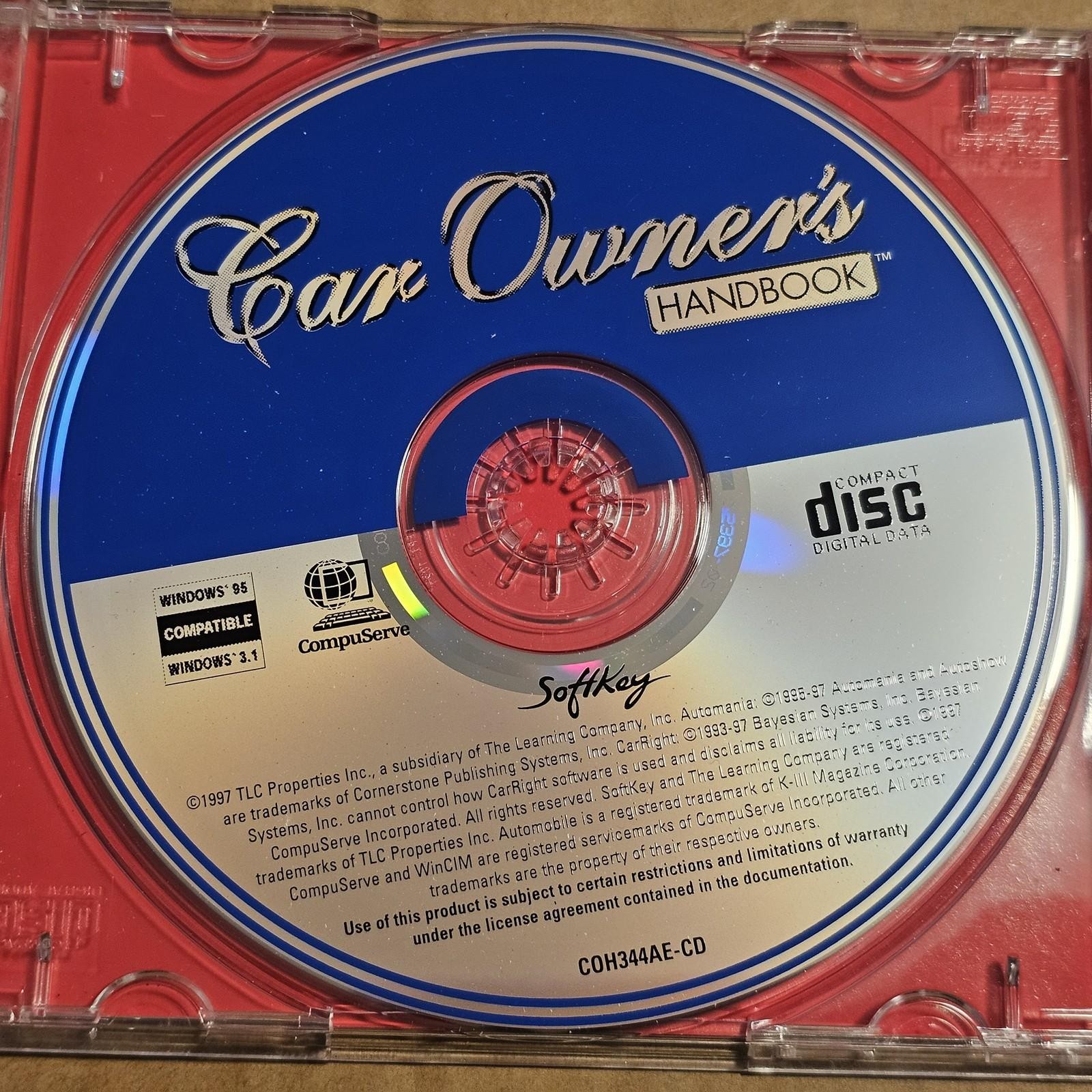 Car Owner’s Handbook CD-ROM Reference Software Windows 3.1 / 95