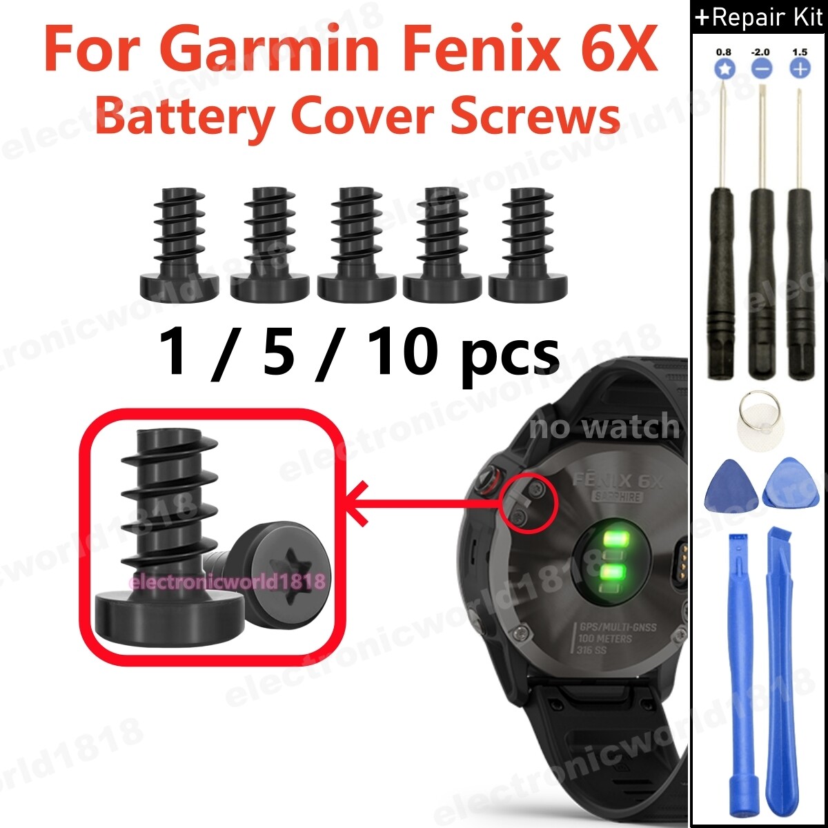 For Garmin Fenix 6X GPS Smart Watch Battery Cover Case Black Screws Replacement