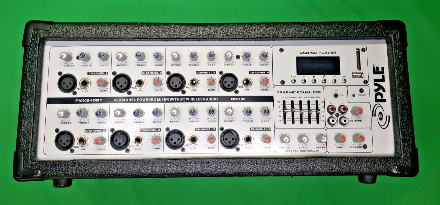 Pyle 8-Channel Bluetooth Audio PA Mixer /Multi-Source Audio Control/ 800 Watt