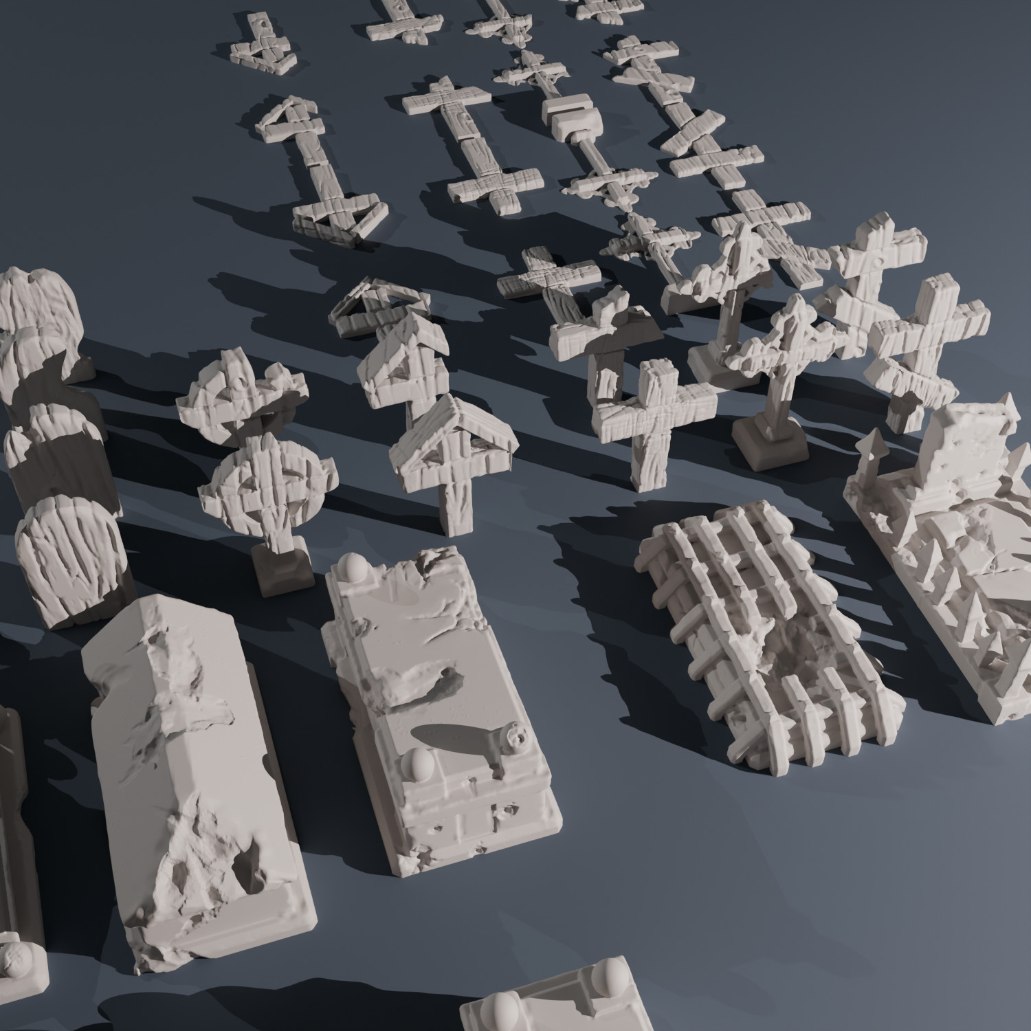 Graves | Wargame Bulk Scatter Terrain | 60x Pieces | FDM printed