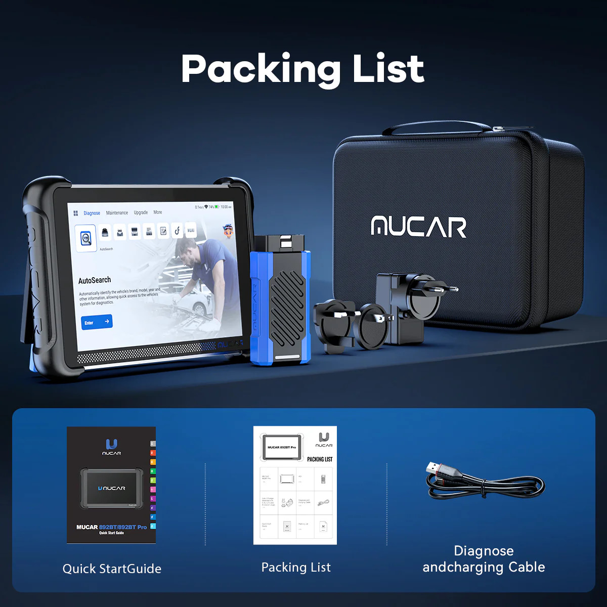 MUCAR 892BT PRO+Tkey 101 Key Programming Tool Topology Mapping J2534 Protocol