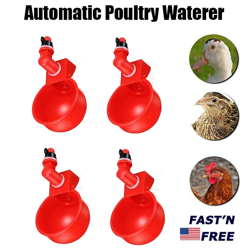 4pcs Chicken Automatic Waterer Cups Poultry Drinker Waterer Duck Quail Hen USA