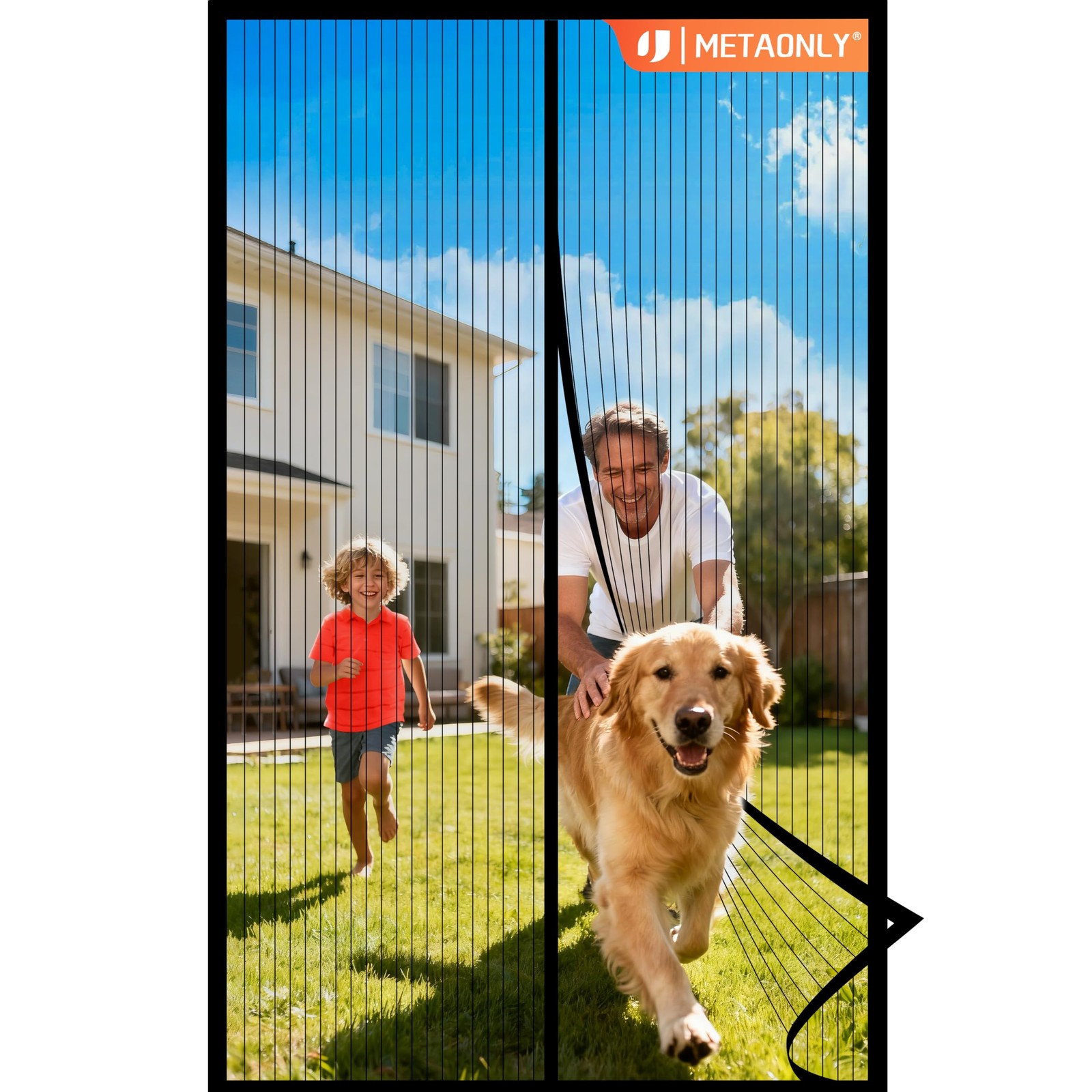 METAONLY Magnetic Screen Door Mesh 36" x 80" (38" x 82" Curtain), Black
