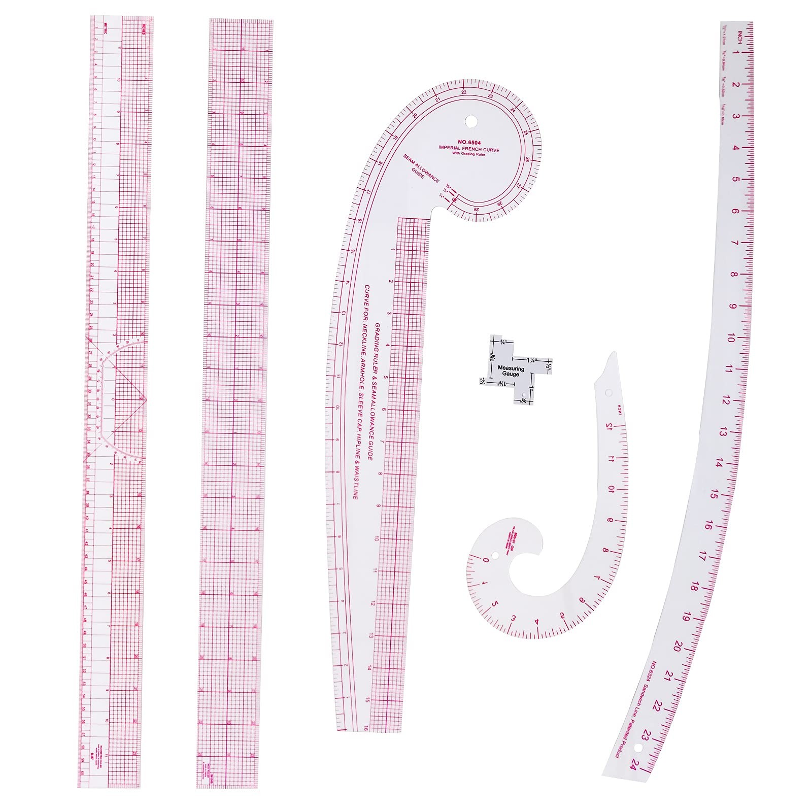 Imperial Sewing Ruler & French Curves for Pattern Making Drafting, Clear Plas...