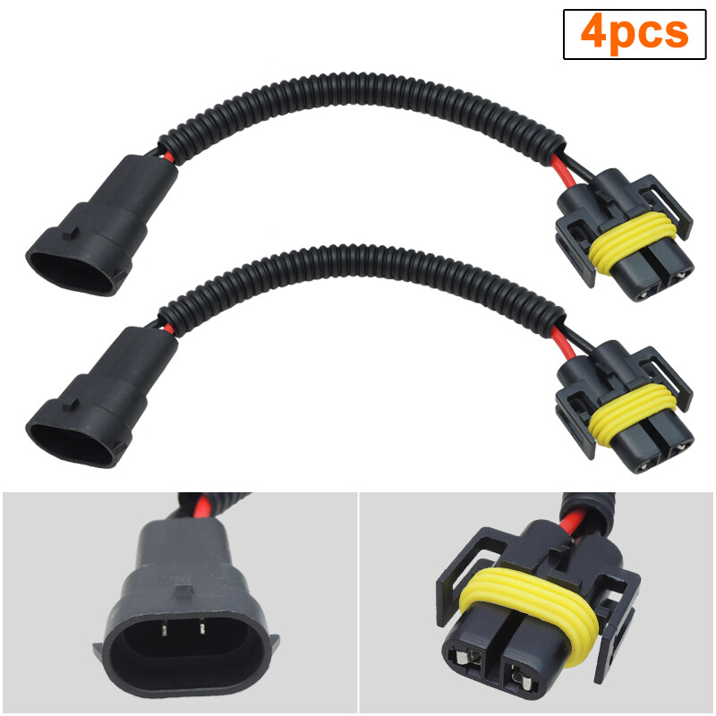 4pcs H11 H8 H9 Fog Light Extension Wiring Harness Socket Cable Connector Adapter
