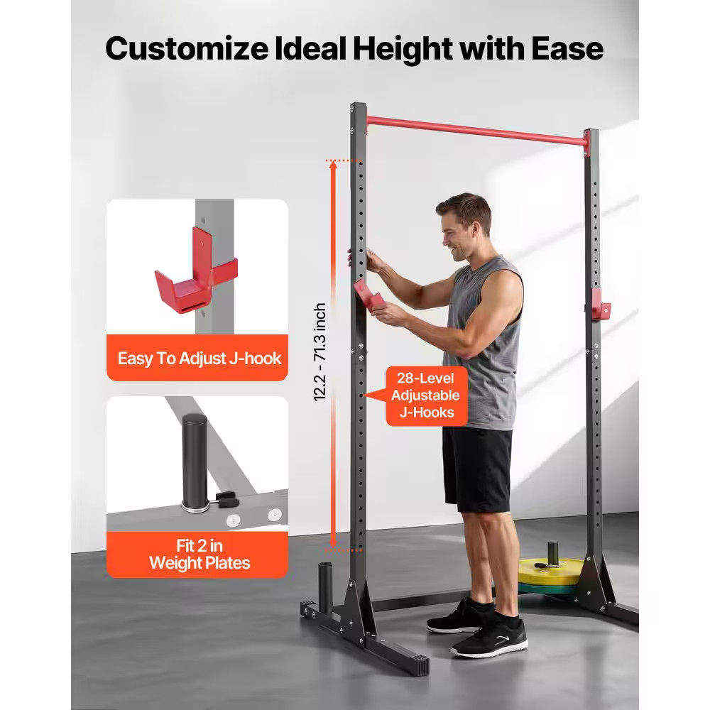 Power Cage Squat Rack, 800LBS. Strength Training Workout Home Gym, Multifunction
