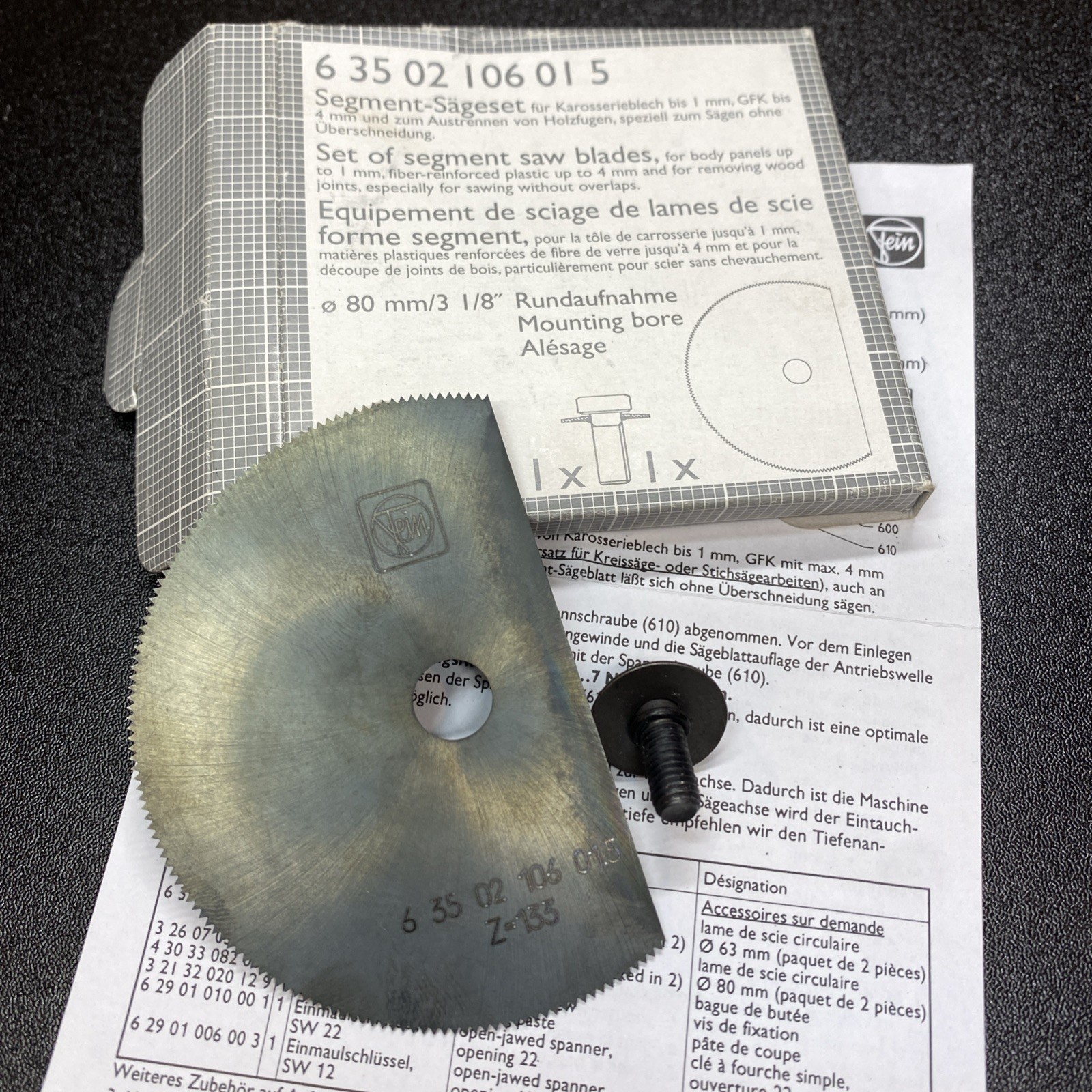 Fein 63502106015, 3 1/8" High Speed Steel Segmented Saw Blade Part, OEM in box