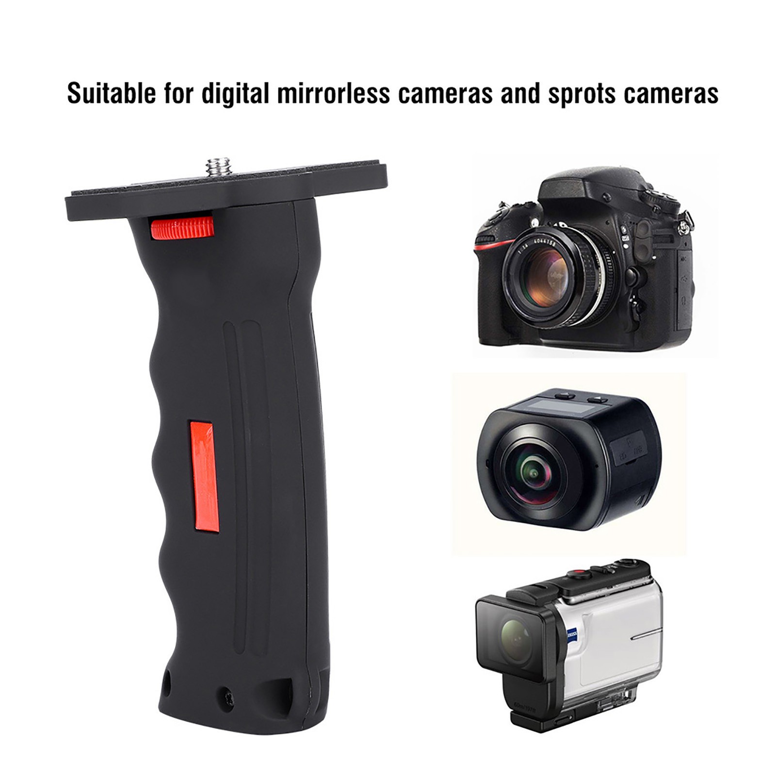 Camera Handle Grip Mount Portable Plastic 1/4 Screw Extension Handheld Wit BEA
