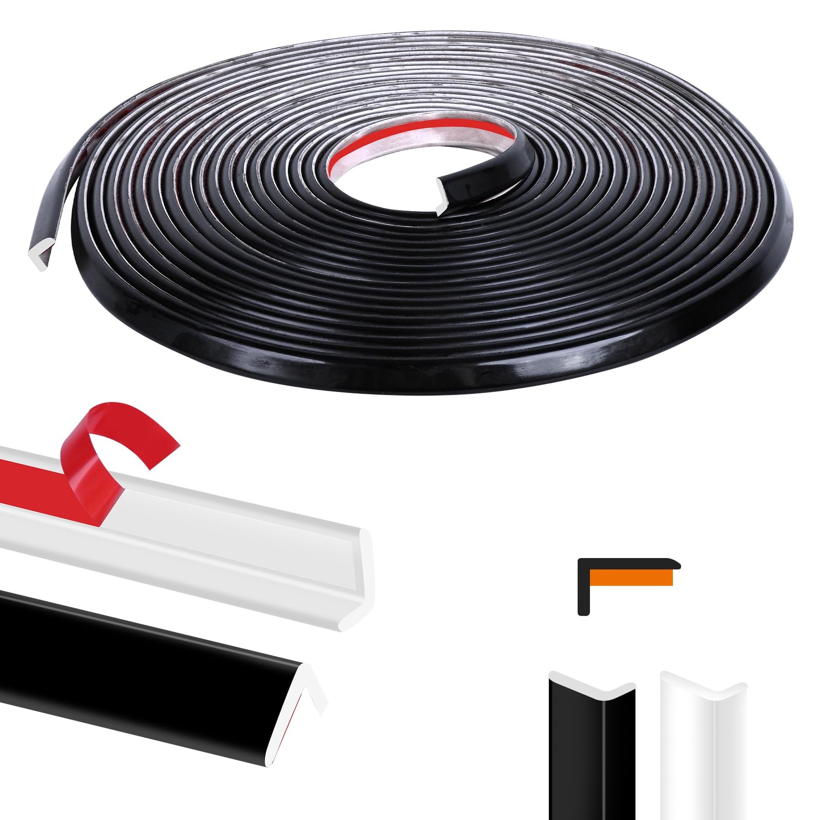 Peel and Stick Tile Edge Trim 20Ft L-Shape Outside Corner 20Ft(Black)