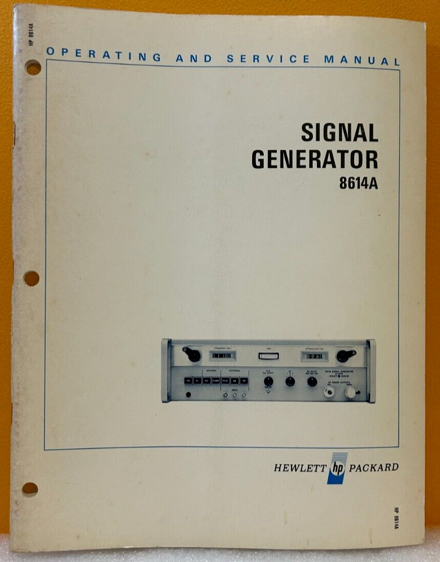 HP / Agilent 08614-929 1968 Signal Generator 8614A Operating & Service Manual.