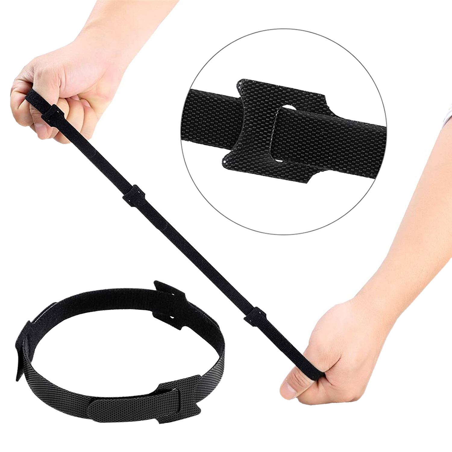 100 PCS Cable Straps Reusable Wire Cord Hook Loop Ties Black Fastening Organizer