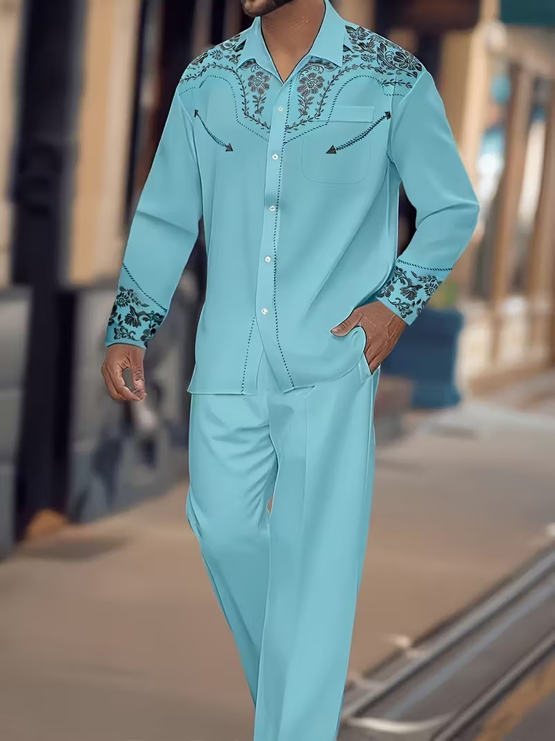 Men's Outfit 2 Piece Set Shirt & Pants Suit PLUS SIZE BIG 6XL