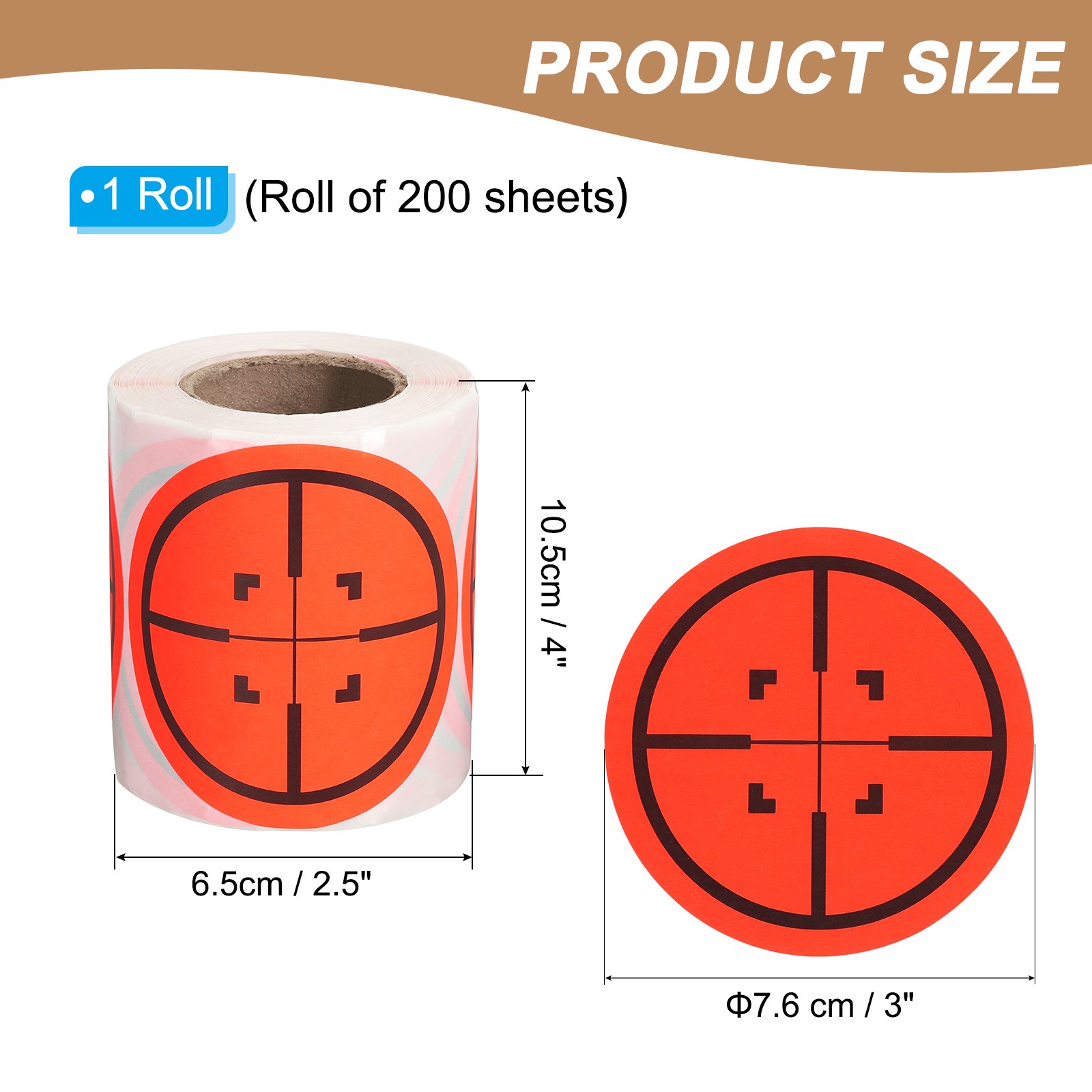 1 Roll Circle Splatter Target Stickers 3", Orange/Black Style 3