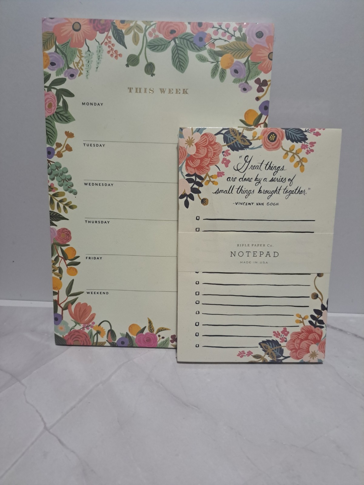 2 Rifle Paper Co Note Pads  Memo To Do Designer Floral Vincent Van Gogh