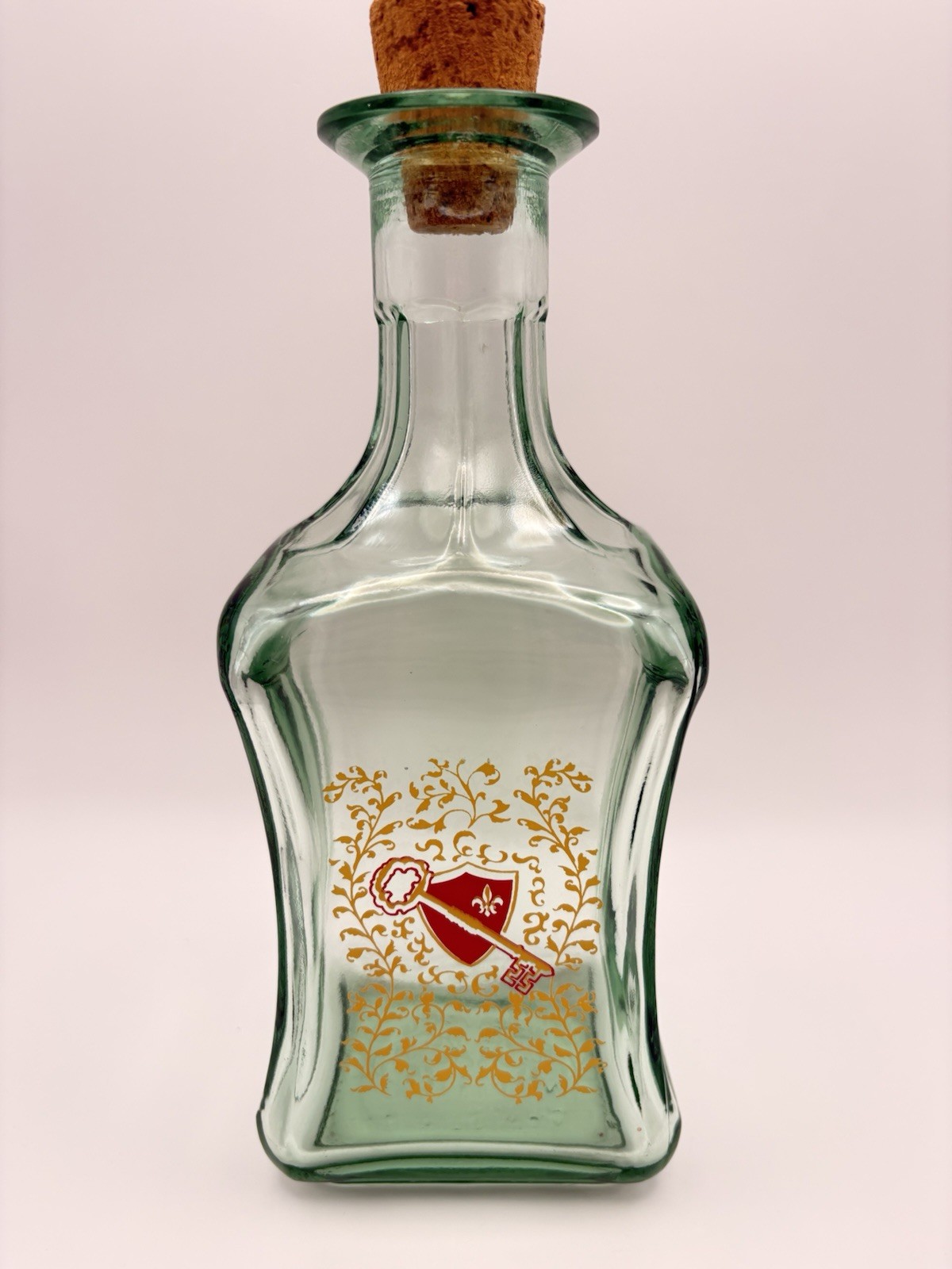 Vintage 1973 Old Fitzgerald Collection Green Glass Liquor  Decanter