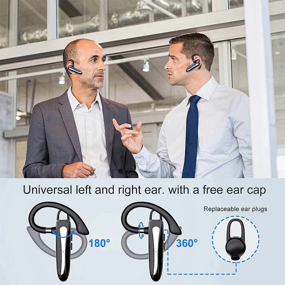 Bluetooth 5.3 Wireless Earpiece Headset Driving Trucker Earbuds Noise Cancelling