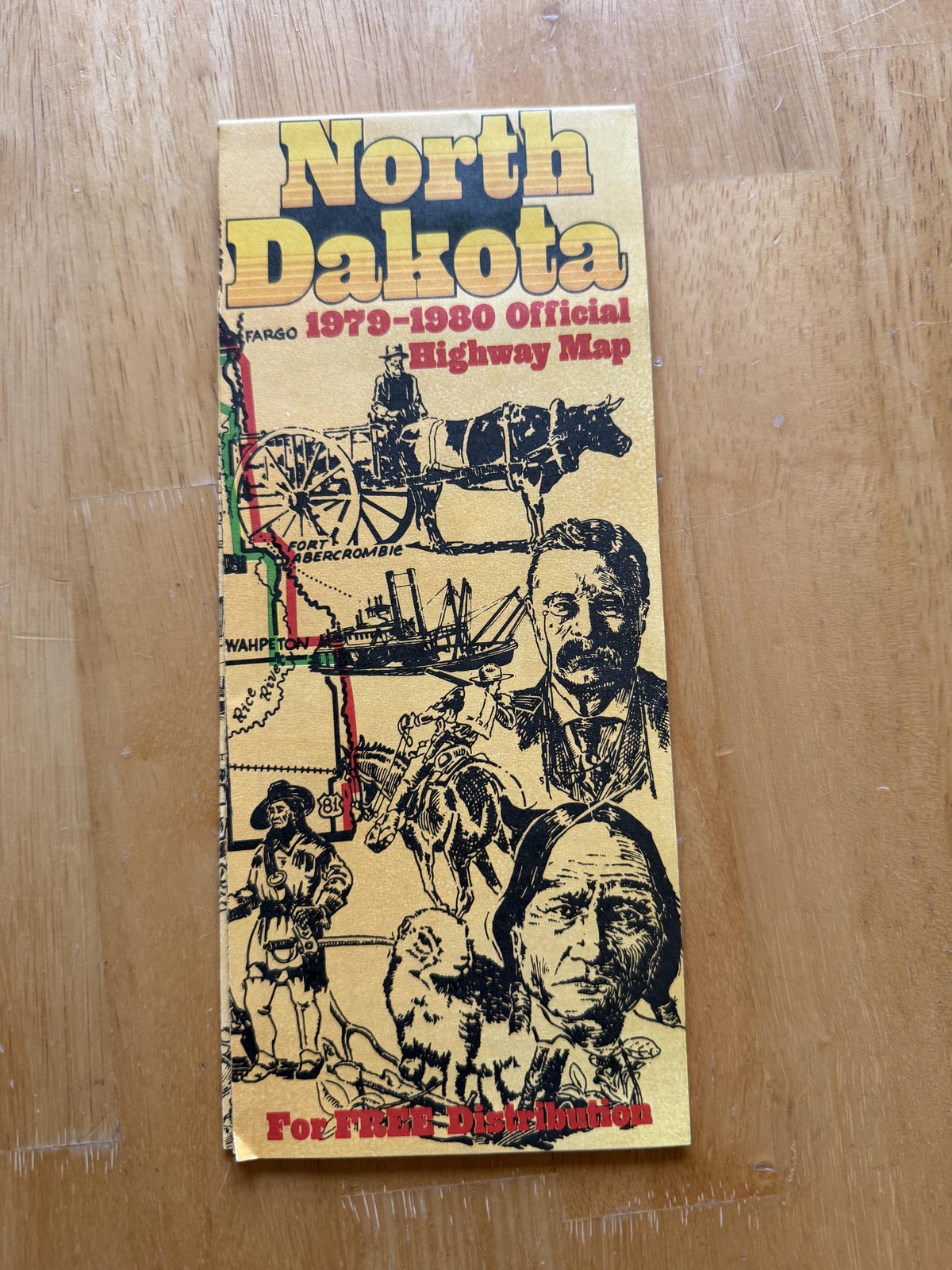 Vintage 1979-1980 North Dakota Official Highway Road Map Folded Brochure USA