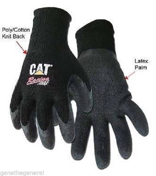 NEW CAT CATERPILLAR BOSS RACING KNIT LATEX WRIST CUFF COATED GLOVES