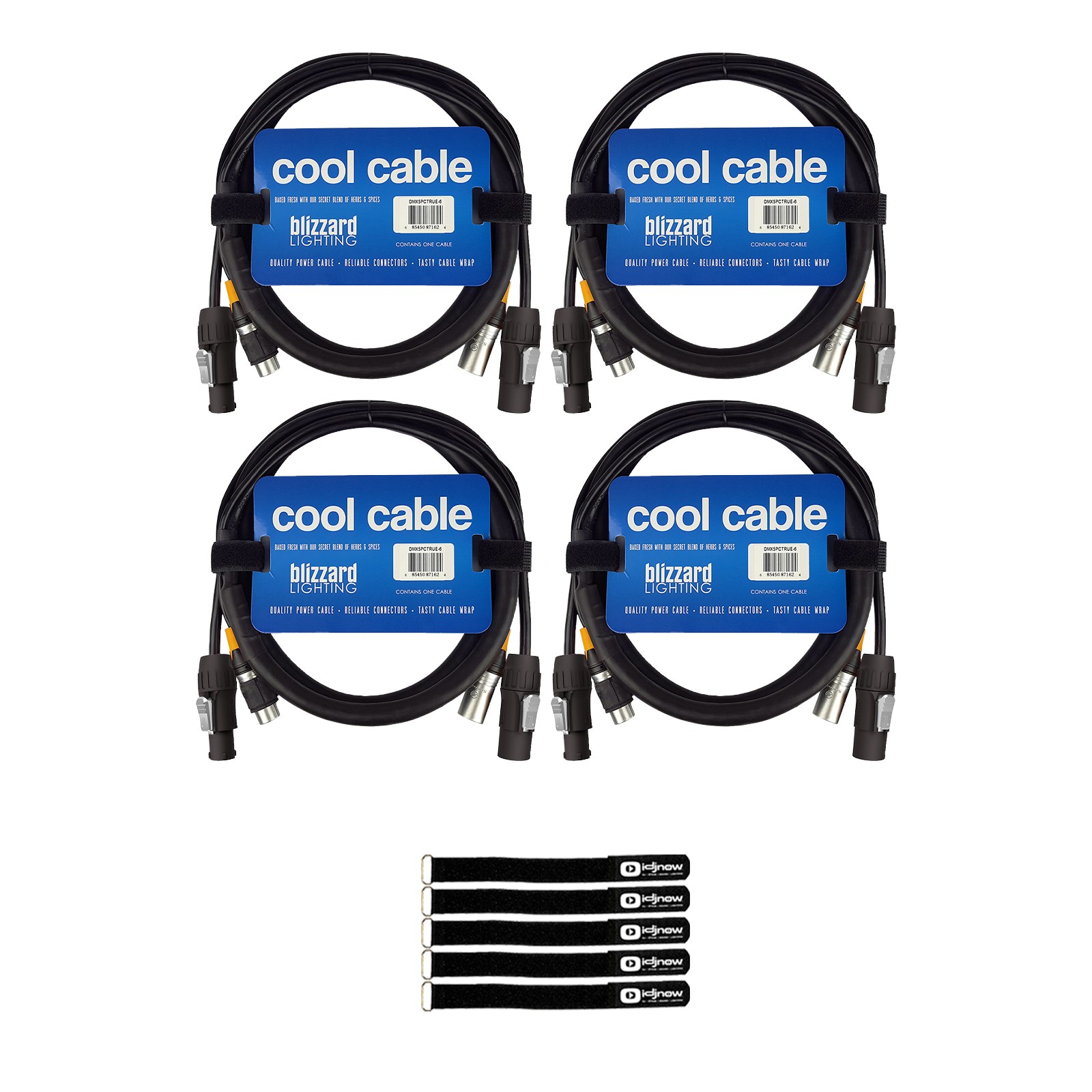 Blizzard Lighting DMX5PCT-6 6 FT IP Rated Combo Cable 4-Pack