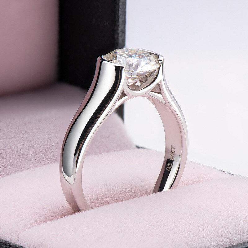 GRA Certificated Real 2CT Moissanite Diamond Wedding Sterling Silver Ring R9