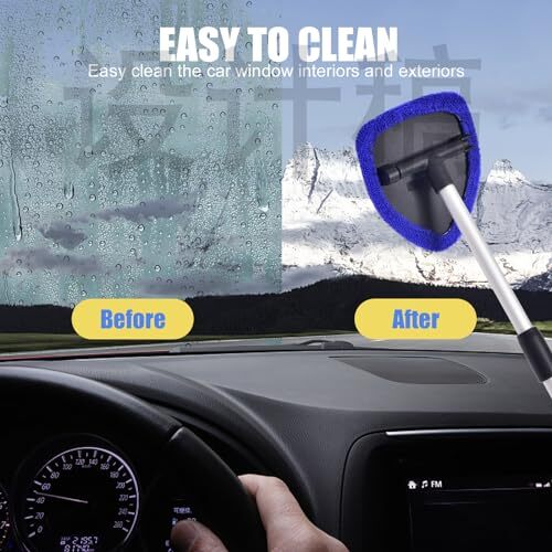Windshield Cleaner, Car Windshield Cleaning Tool with 3 Reusable and Washable