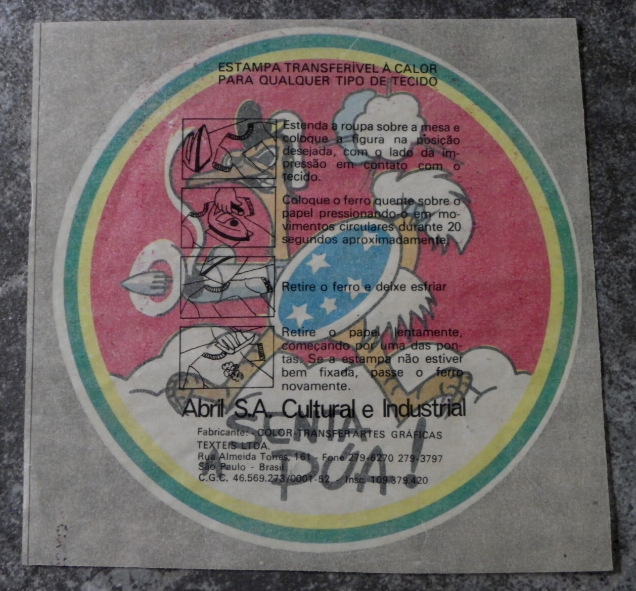 Vtg? 6" Paper Iron On Decal-1st Fighter Aviation Group Brazilian AF-Senta A Pua!