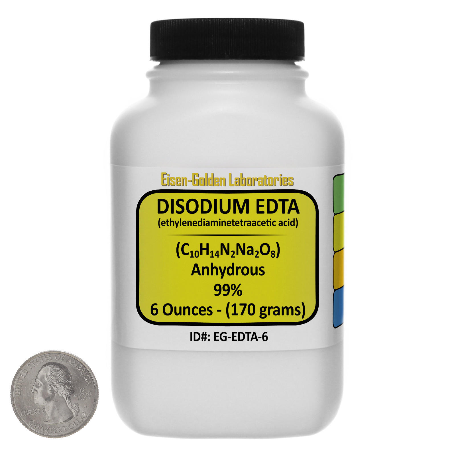Disodium EDTA [C10H14N2Na2O8] 99% ACS Grade Powder 6 Oz in a Bottle USA