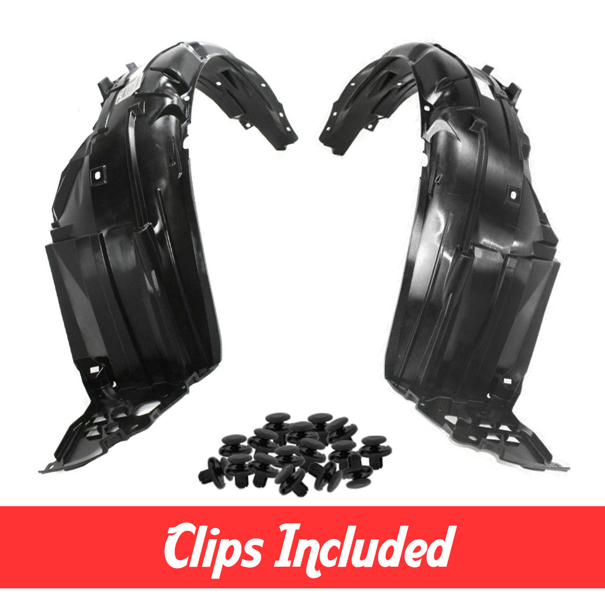 Driver and Passenger Side Fender Liner Set w/ Clips For 2010-2011 Honda Insight