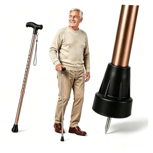 Walking Cane for Seniors, Lightweight Adjustable Aluminum Cane with Anti-Slip
