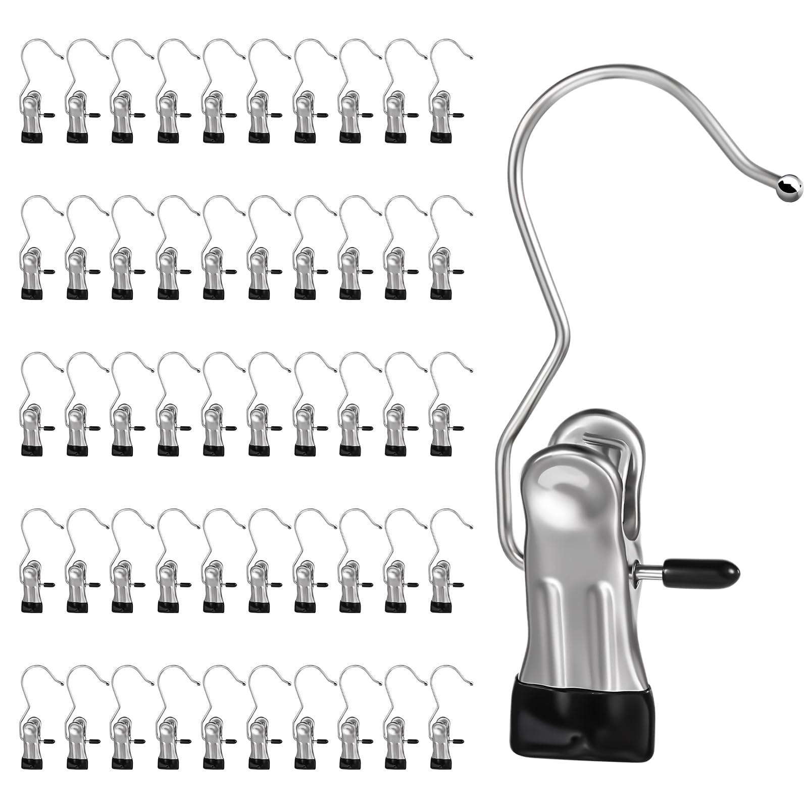 100 PCS Boot Hangers Clips Stainless Steel Laundry Hooks Clothes Pins Travel