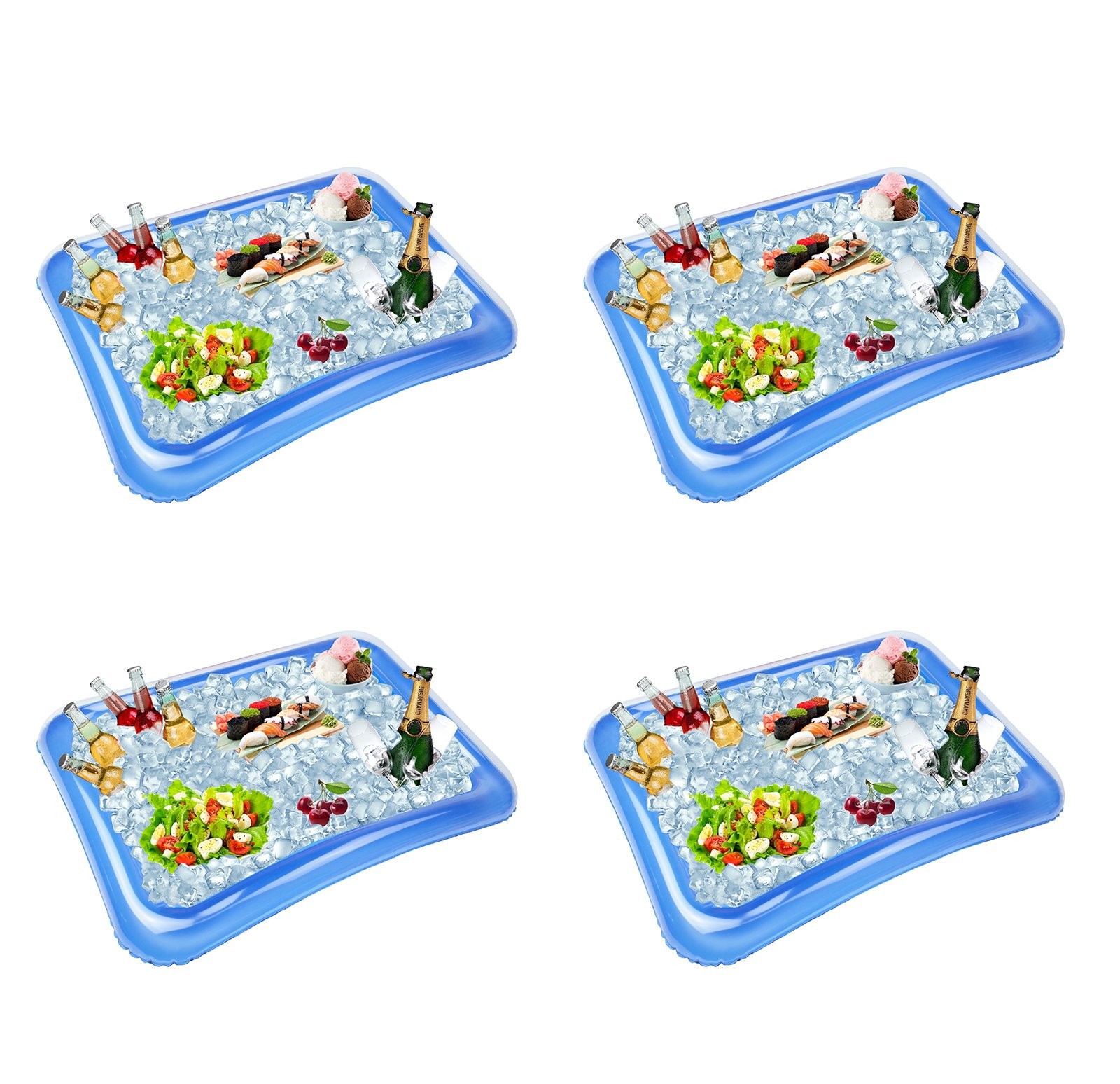 4-Pack Inflatable Ice Serving Bar Coolers for Parties, Salad BBQ Picnic Ice Food