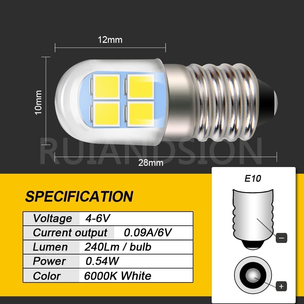 Multi-Purpose E10 LED Flashlight Bulb - 240LM, Cool White, Easy Install
