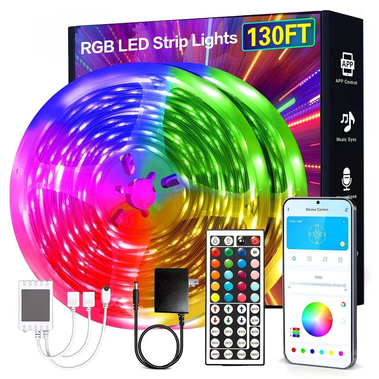 LED Strip Lights, Smart Light with App Remote Control, RGB LED Lights for room